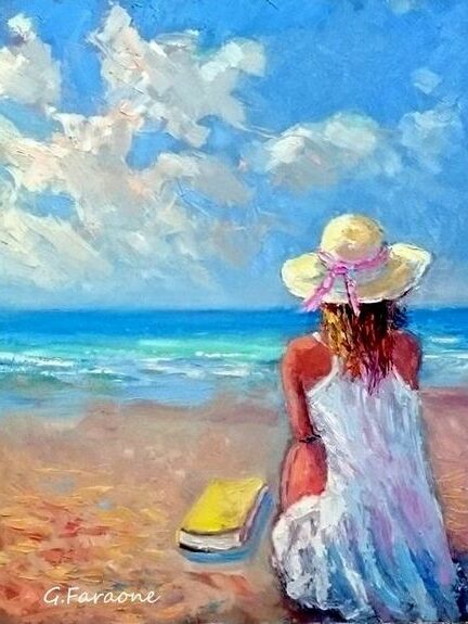 immagine di donna sul bagnasciuga