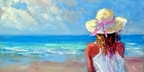 immagine di donna sul bagnasciuga